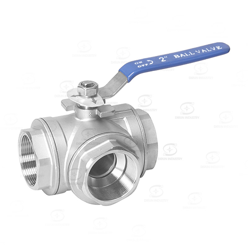 Threaded three-way ball valve