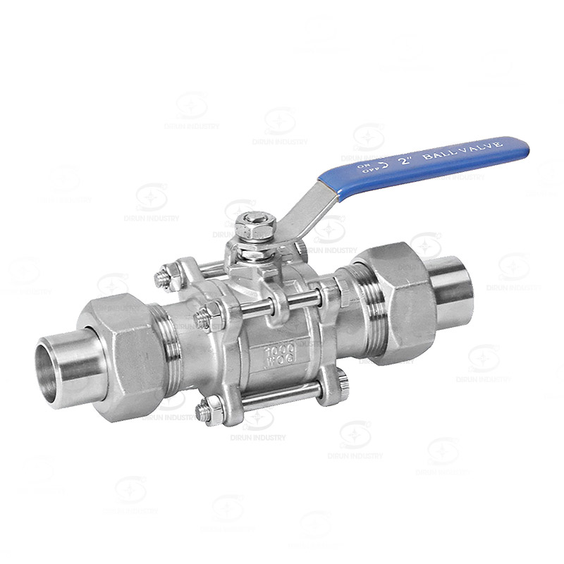 Three piece ball valve with connecting pipe