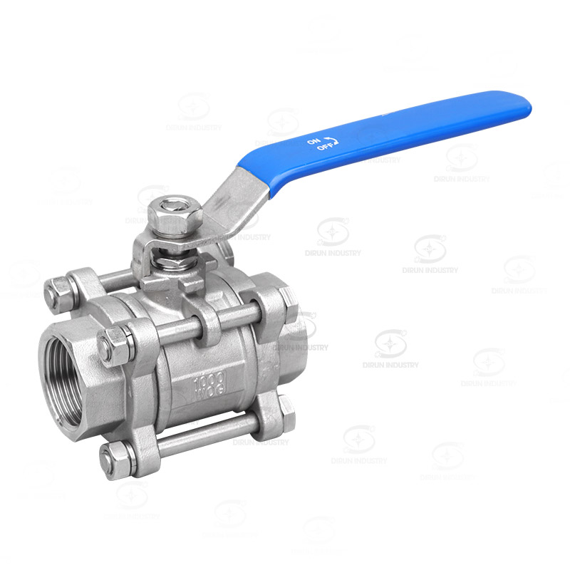 Three piece threaded ball valve