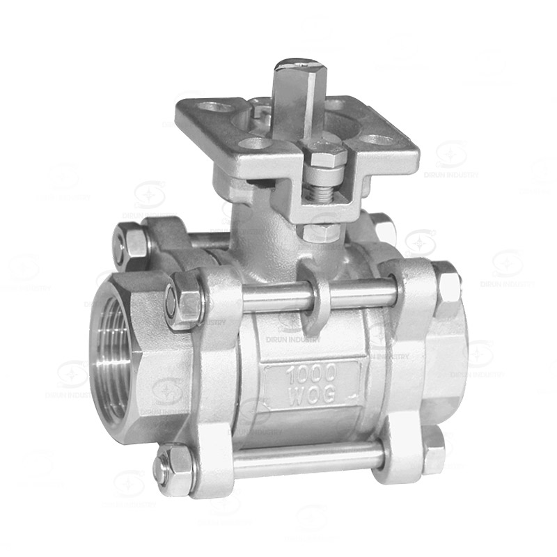 Three piece high platform ball valve